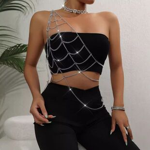 欧美跨境镂空女士胸链 高级感时尚百搭性感蛛网样式身体链XY23108