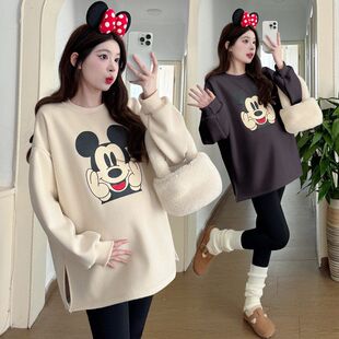 秋冬装 卡通毛衣中长款 套头甜美2024小个子 上衣大码 加厚孕妇装