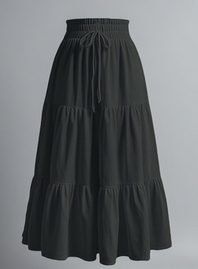 Women White/Black Skirts Summer Clothes白色半身裙宽松长裙女