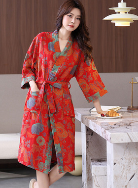 Cotton Women Sleepwear Pajamas Home Cloth Bathrobes睡袍浴衣
