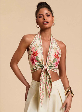 Women Print Vest Backless Tube Tops欧美辣妹休闲露背上衣抹胸