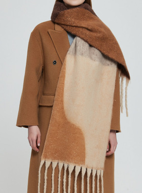 围巾Thickened Shawl Loop Yarn Coarse Whisker Jacquard Scarf