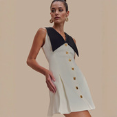 Evening Women Party Dresses欧美风名媛大翻领显瘦小礼服连衣裙