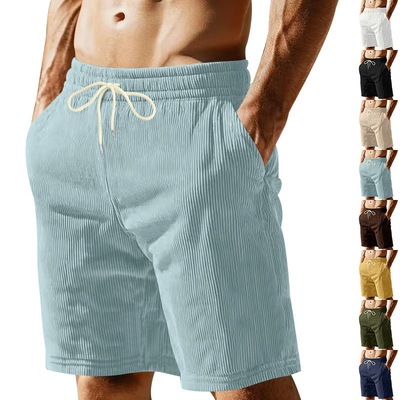 Men Short Pant Beach Wear Male Clothes夏季美式复古灯芯绒短裤