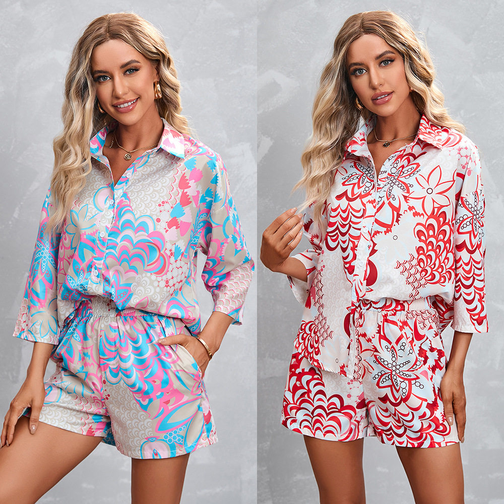 Women Clothes Sets Shirt Short Pant女装欧美上衣短裤休闲套装