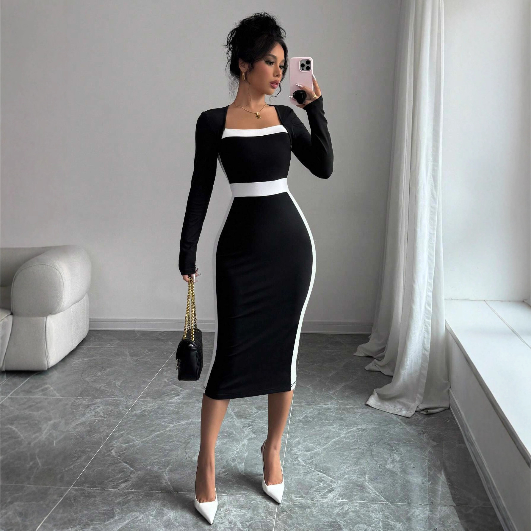 Sexy Women Dresses Ladies Bodycon Dress中长裙性感包臀连衣裙