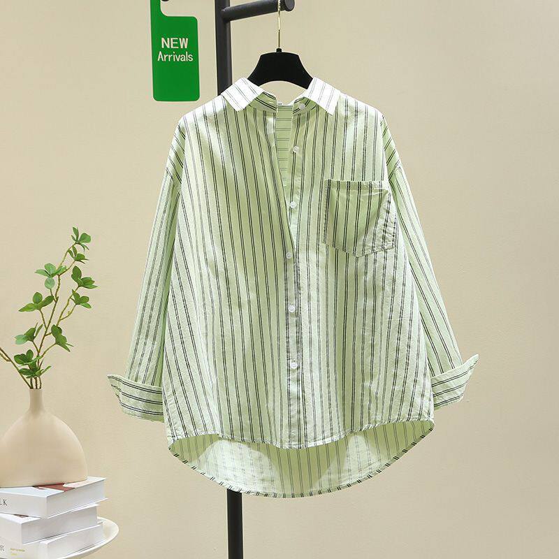 纯棉衬衫女春夏秋季宽松显瘦韩版休闲长袖开衫衬衣女Women Shirts
