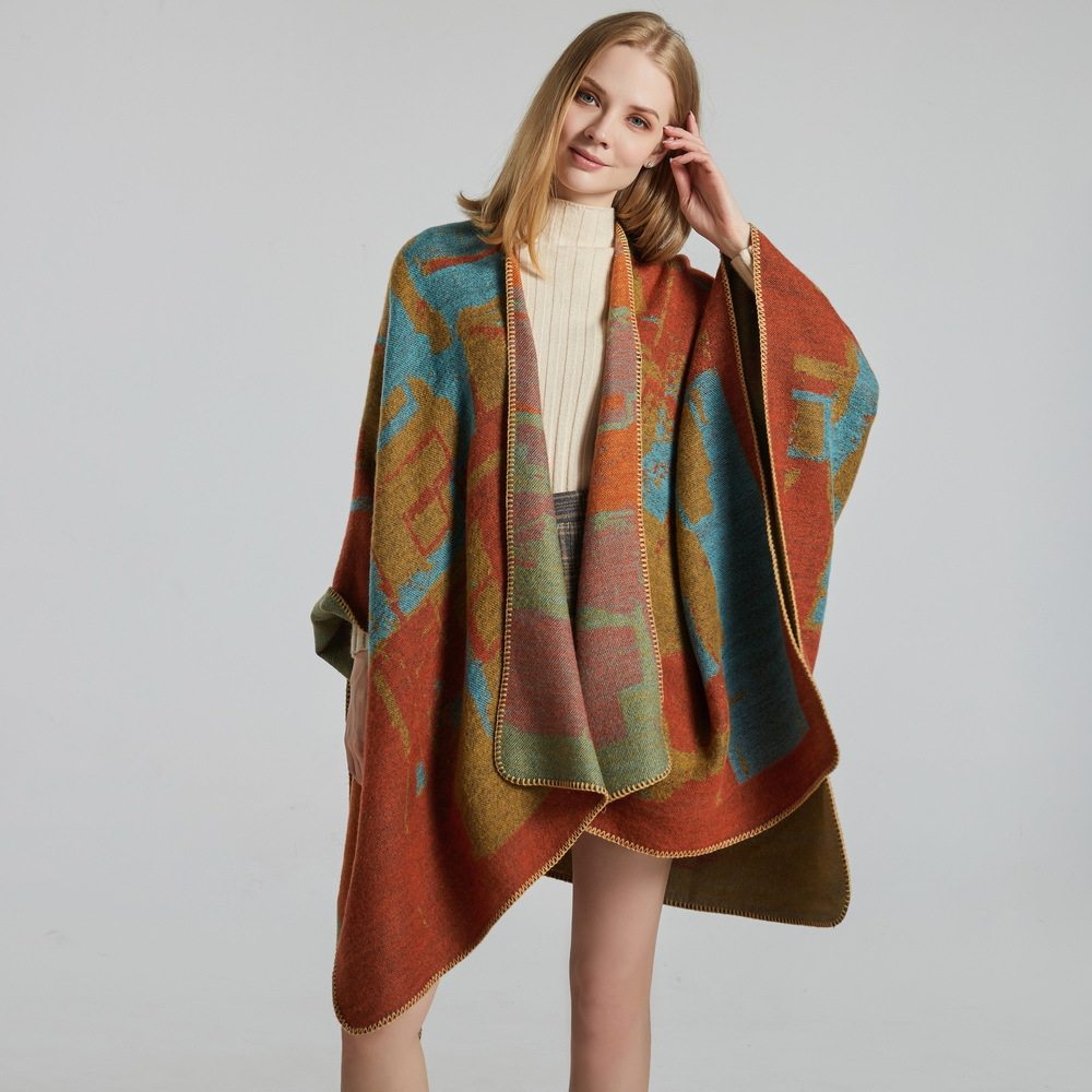 Women Shawl Air Condition Travel Warmer Sweater Cloak Cape