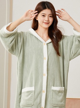 Bathrobe Women Nightgown Long Towel Sleepwear Absorbent浴袍
