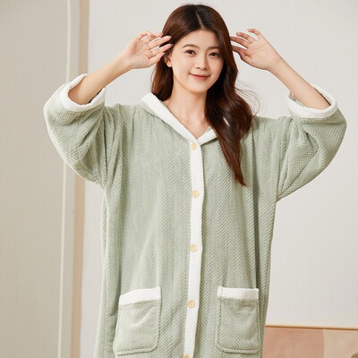 Bathrobe Women Nightgown Long Towel Sleepwear Absorbent浴袍