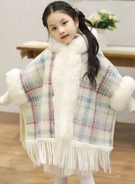 Kids Cape Autumn Winter Shawl Cloak Sweater Coat Ponchos斗篷
