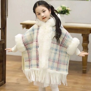 Kids Cape Autumn Winter Shawl Cloak Sweater Coat Ponchos斗篷