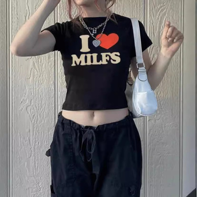 Summer women print sexy short t-shirt girls Ladies top t恤女