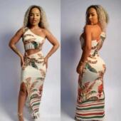 Dresses Sexy Summer Women Spring Clothes性感斜肩开衩连衣裙