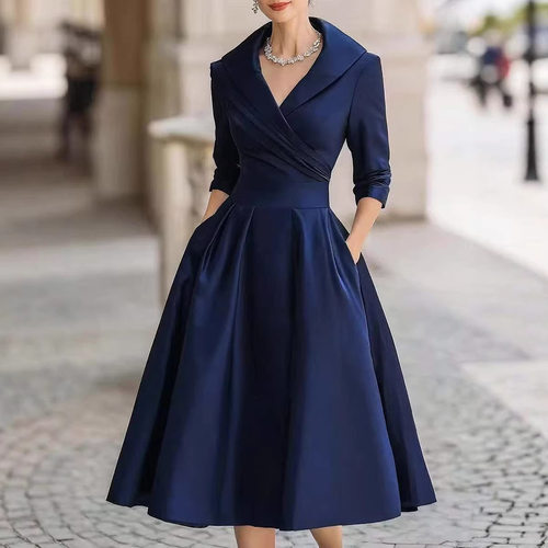 欧美时尚收腰大摆连衣裙显瘦长袖西装裙Fashion Women Dresses