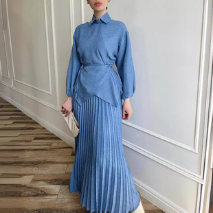 上衣春季套装裙Women Clothes Set Muslim Middle East Top+Skirt