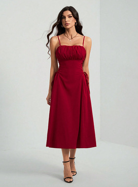 Women Sexy Dresses Summer Streetwear性感收腰性感吊带连衣裙