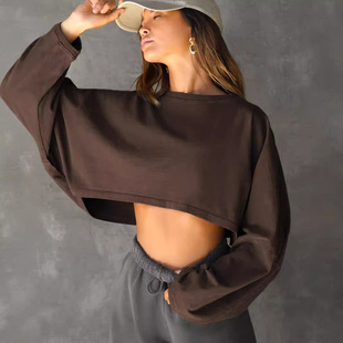 Women Crop Top TEES T-Shirts Sweatshirt卫衣欧美女短款T恤上衣