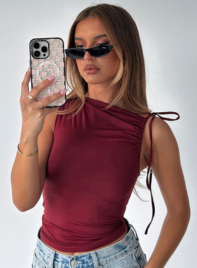 Women Crop Top Tees T-Shirt欧美女装秋冬斜领不对称露脐上衣T恤