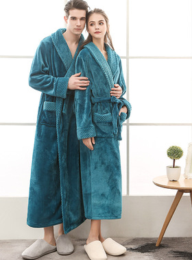 Men/Women Lover Bathrobe情侣睡袍加长加厚大码浴袍睡衣秋冬季