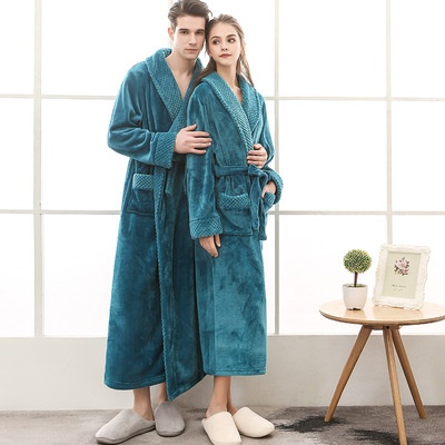Men/Women Lover Bathrobe情侣睡袍加长加厚大码浴袍睡衣秋冬季