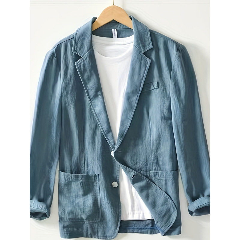Men Casual Coat Blazer Fashion休闲西装单层外套纯色休闲时尚男