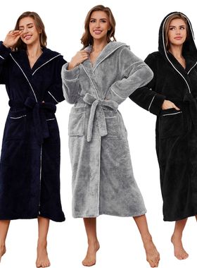 Men Women Thick Bathrobe Autumn Winter浴袍秋冬季睡衣男女连帽