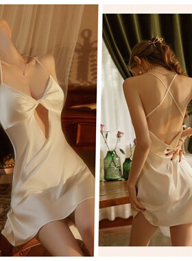 Women Nightdress Sexy Sleepwear Home Wear仿真丝小睡裙家居服
