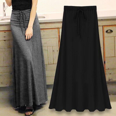 Women Skirt High Waist Plus Size高腰半身裙长裙侧边包臀大摆裙