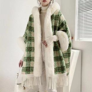 Women Autumn Cloak Poncho Tassels Coat Shawl Wraps外套 Cape