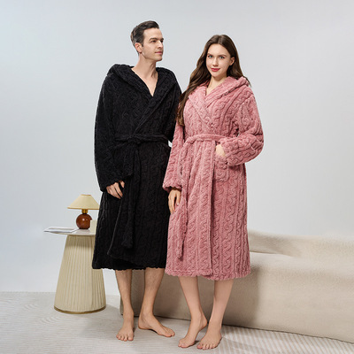 Adult Bathrobe Fall/Winter Nightgown Velvet Pajamas Flannel