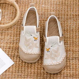 Cotton Shoes Ladies Embroidered Flat女鞋 Linen Walking Women