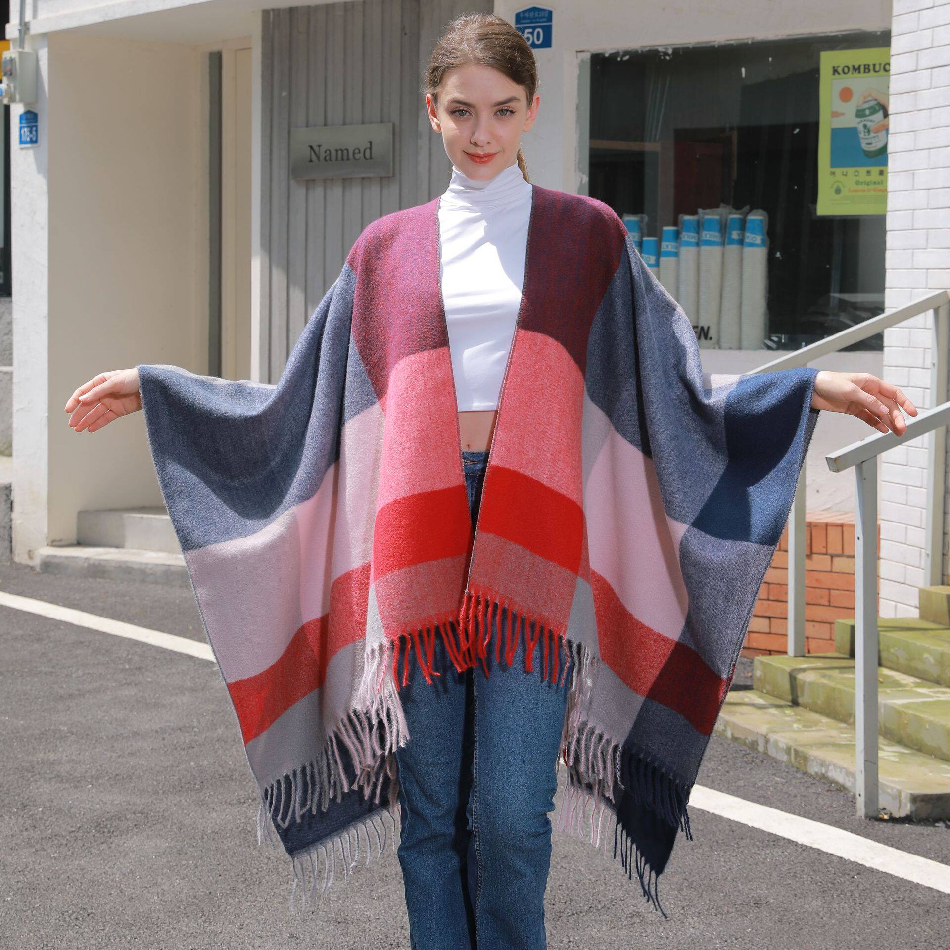 Women Shawl Air Condition Print Autumn Ladies Sweater Cloak