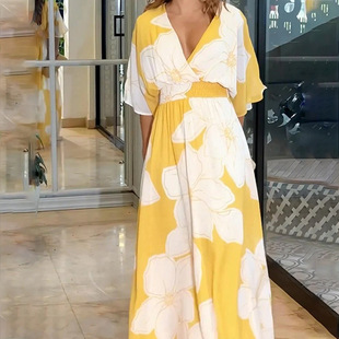 Beach Women Backless Print Dress露背印花沙滩连衣裙 Dresses