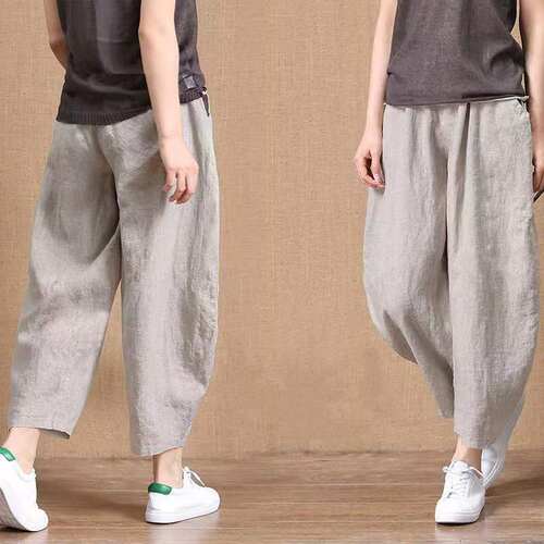 Women Pants Female Trouser Cotton Linen棉麻女裤子夏天九分裤