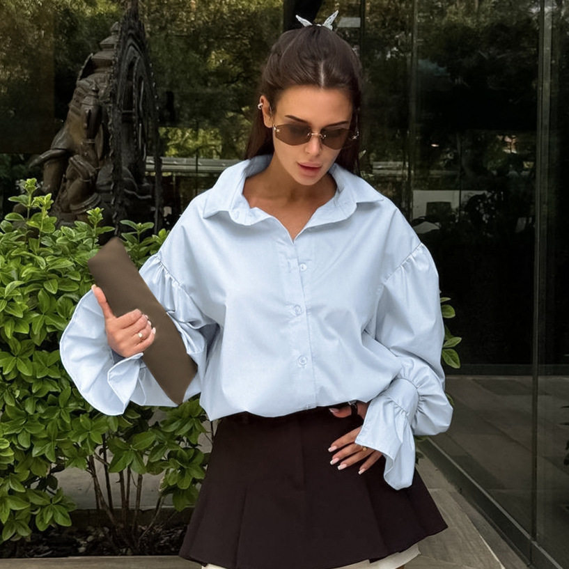 Women Shirt Long Sleeve OL Office Blouse棉质长袖衬衫职业女装