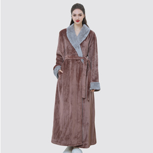 Women Bathrobe Ladies Sleepwear女浴袍秋冬天裕袍绣花睡衣睡袍