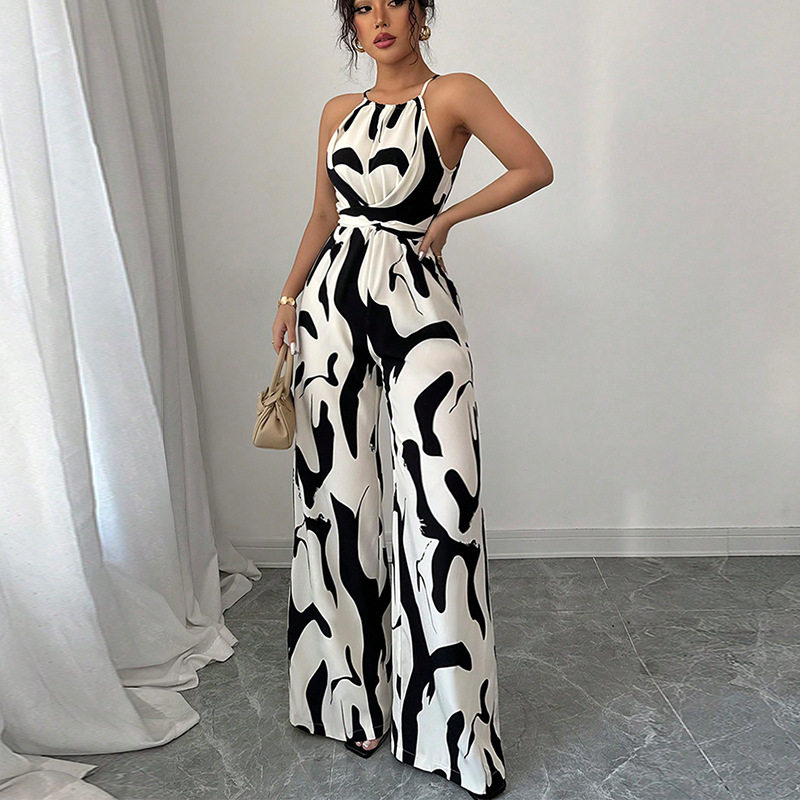 Women Jumpsuit Fashion Summer Romper吊带连体裤挂脖连身衣女
