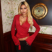 Tees 性感蕾丝花边系带长袖 Lace Women Shirt秋女装 修身 T恤女