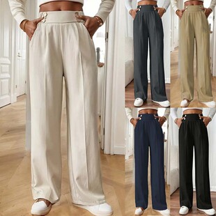 Female Women Pants Waist垂感休闲裤 高腰长裤 High Long Trouser