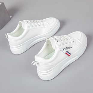 厚底小白鞋女学生皮面板鞋子百搭休闲Women Casual Shoes Sneaker