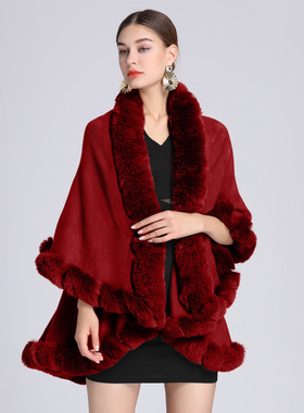 Women Thick Warm Poncho Capes Shawl Overcoat Loose Cloak斗篷