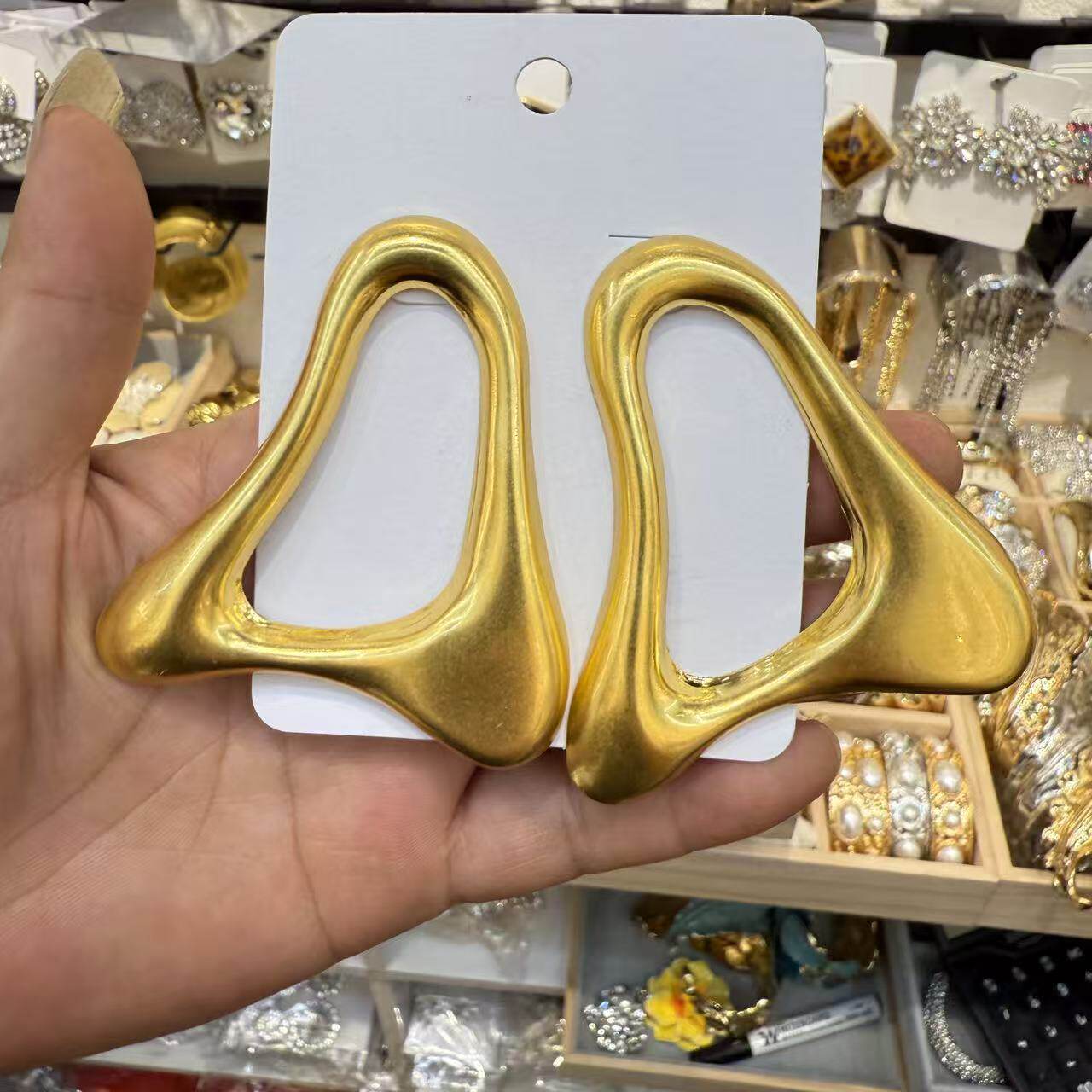 欧美夸张金属三角形耳环女气质高级感耳钉小众设计感耳饰