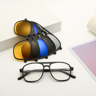 双梁眼镜框男复古飞行员近视墨镜两用磁吸套镜双层近视太阳镜夹片