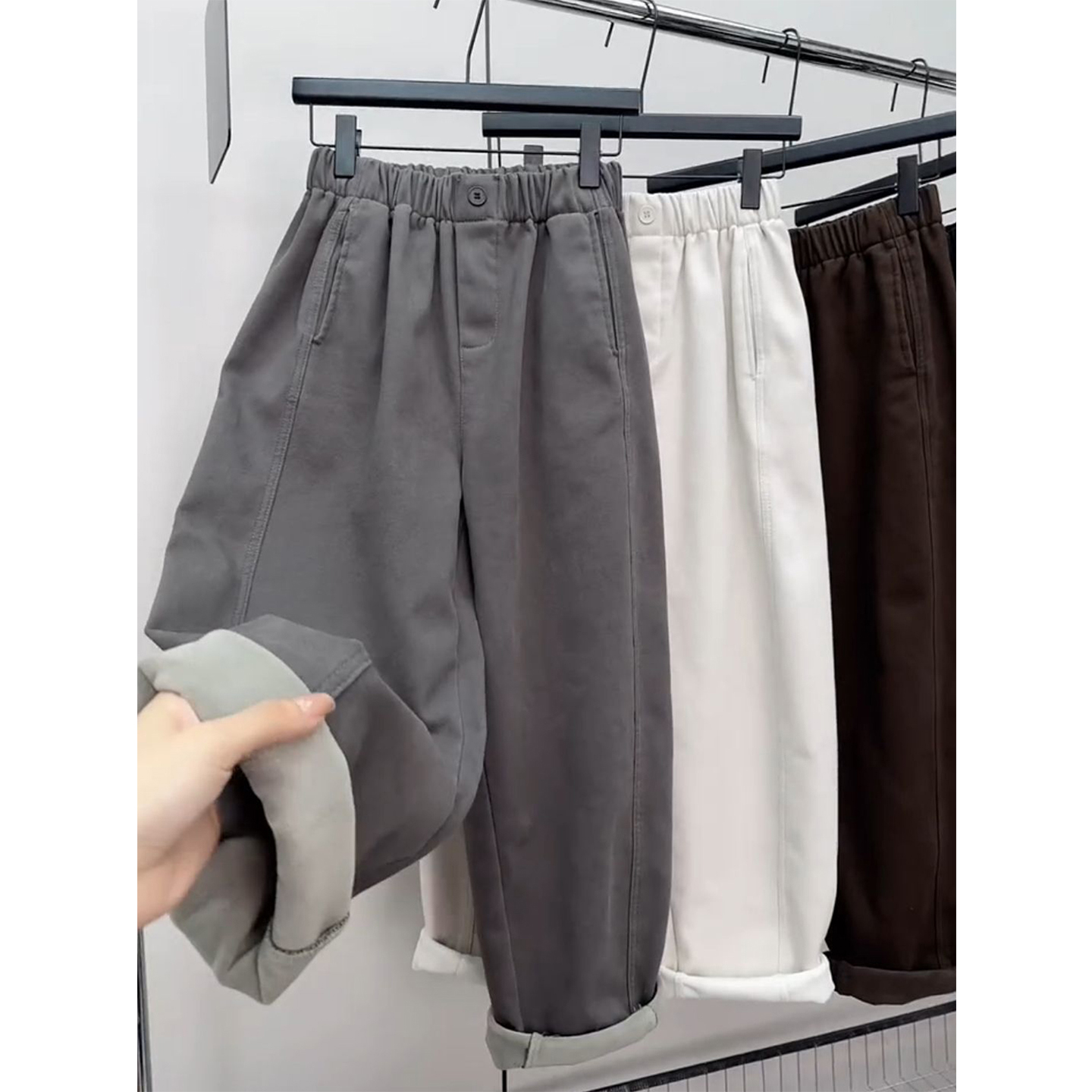 大码秋冬加绒加厚休闲老爹牛仔裤