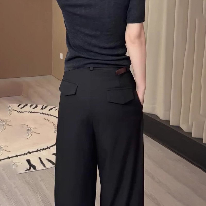 黑色西装裤女大码梨型身材阔腿裤