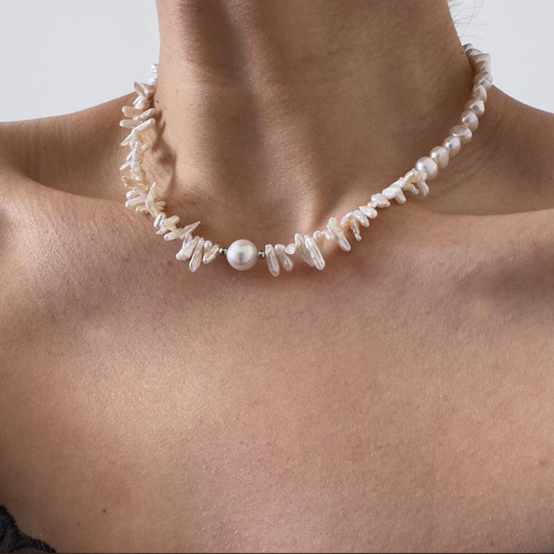 度假风时尚天然巴洛克珍珠锁骨链