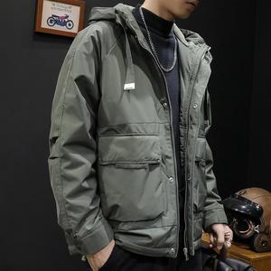 外套男冬棉服连帽工装冲锋衣2023新款大码冬季潮牌男士棉衣加厚