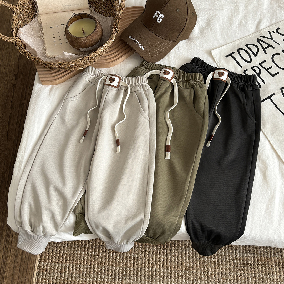 儿童休闲裤男童女童春秋季卫裤中小童洋气束脚裤宝宝外穿韩版裤子