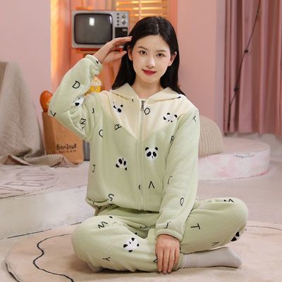 女童睡衣2025秋冬季新款儿童可爱加绒加厚保暖舒适家居服套装